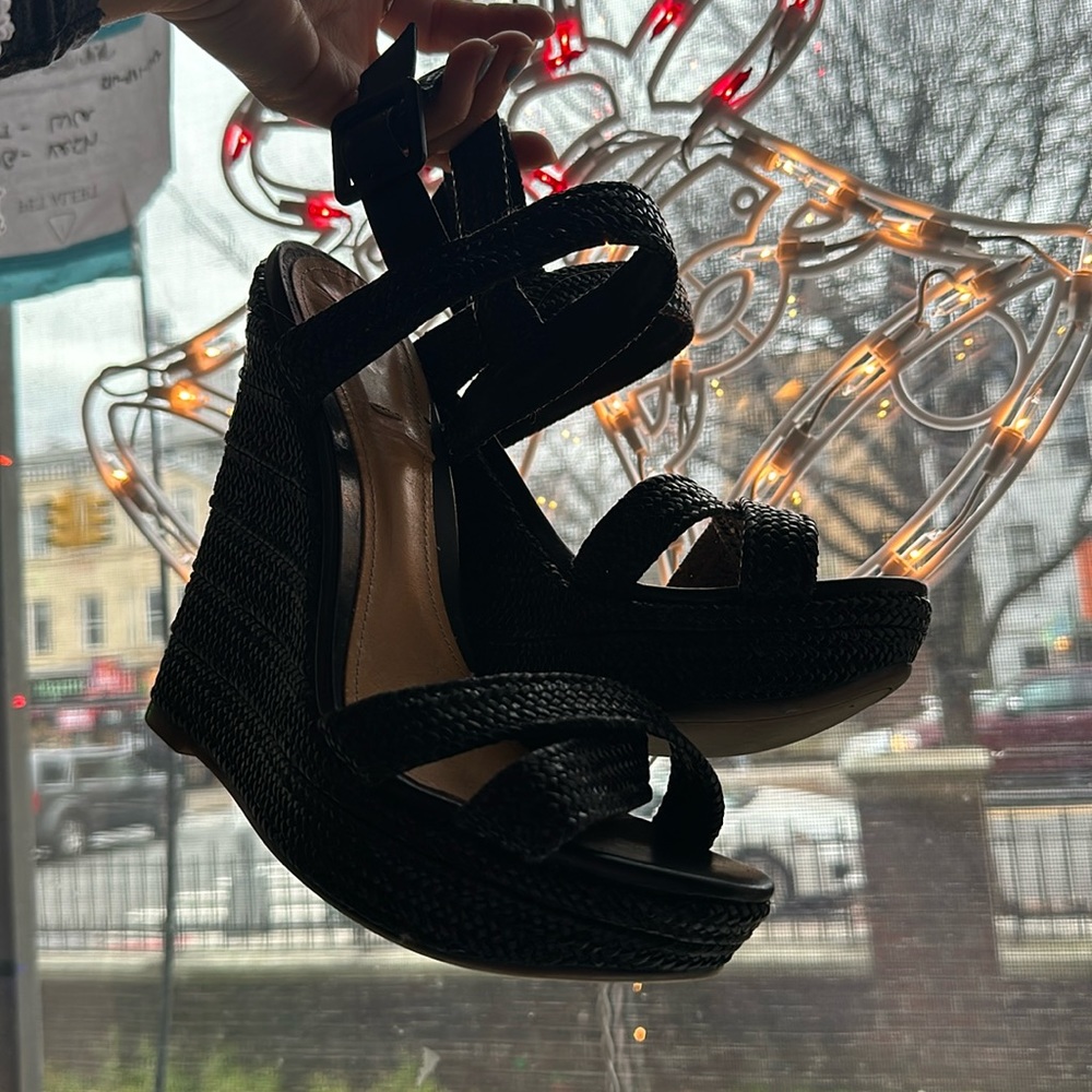 Schutz black wedges